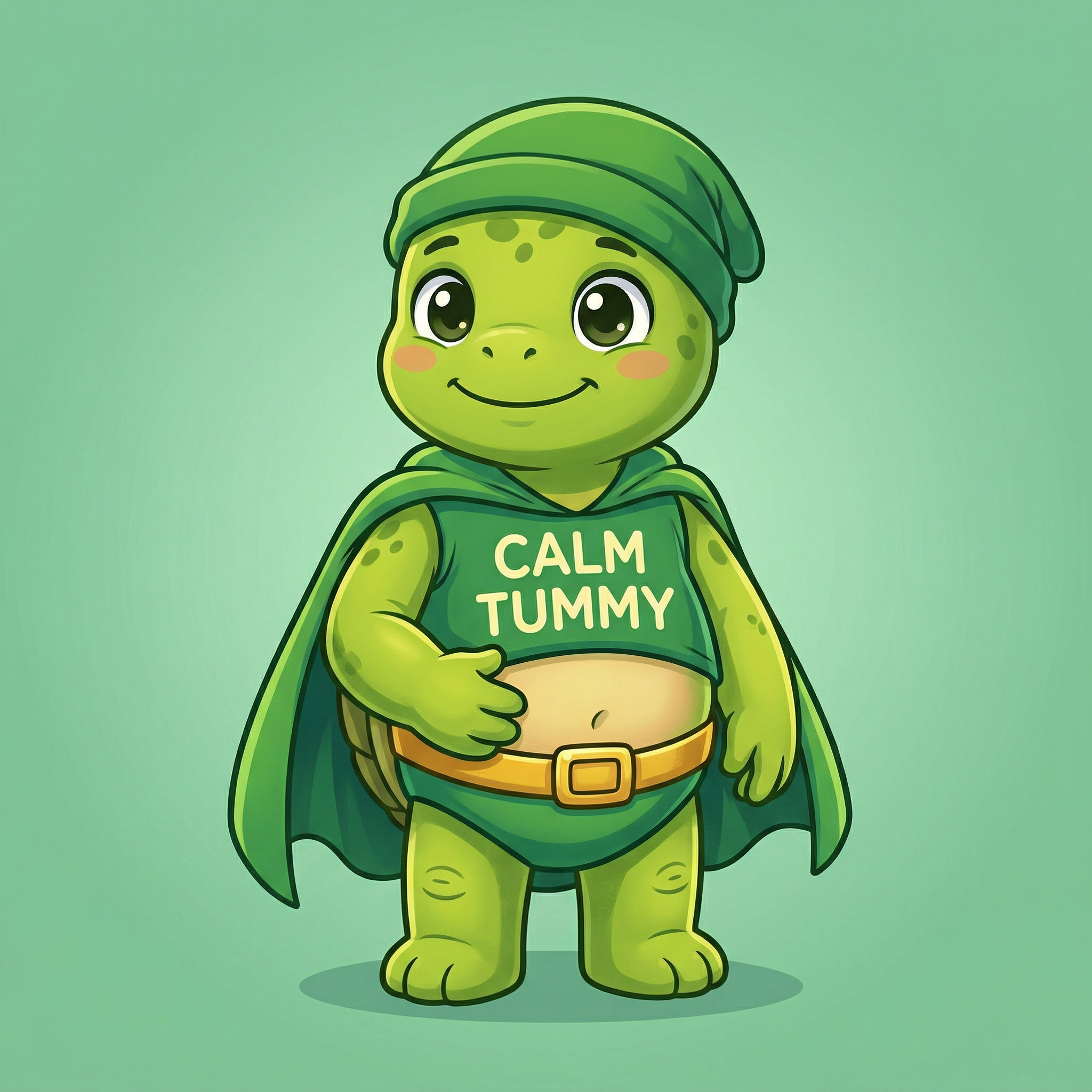Calm Tummy — a wise green turtle
