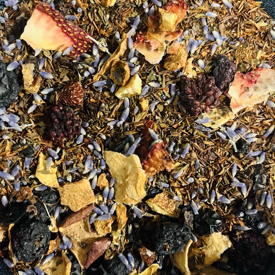 Happy Hug Pink Berry Rooibos Tea loose-leaf blend, small-batch hand-blended